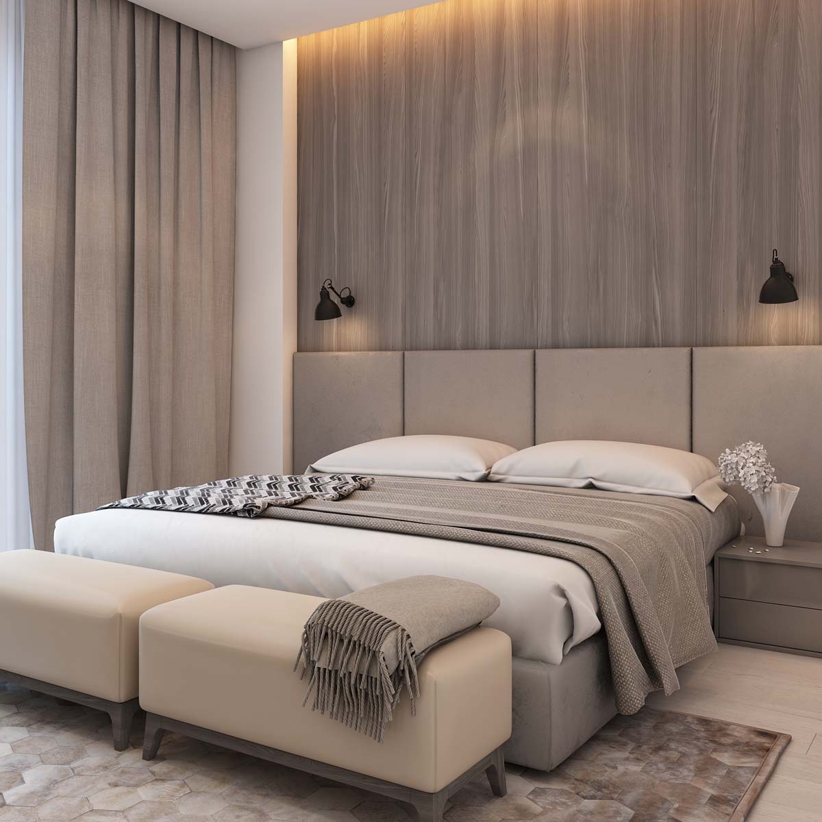 simple bedroom design with wooden