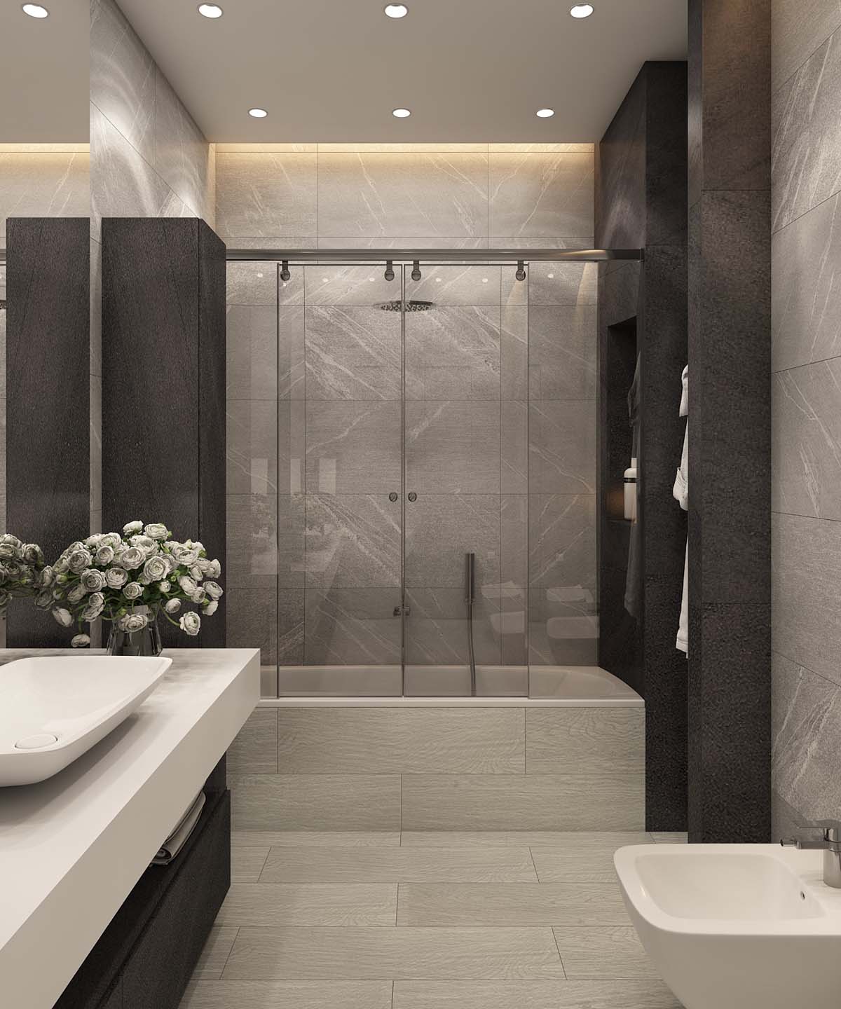 sleek gray bathroom